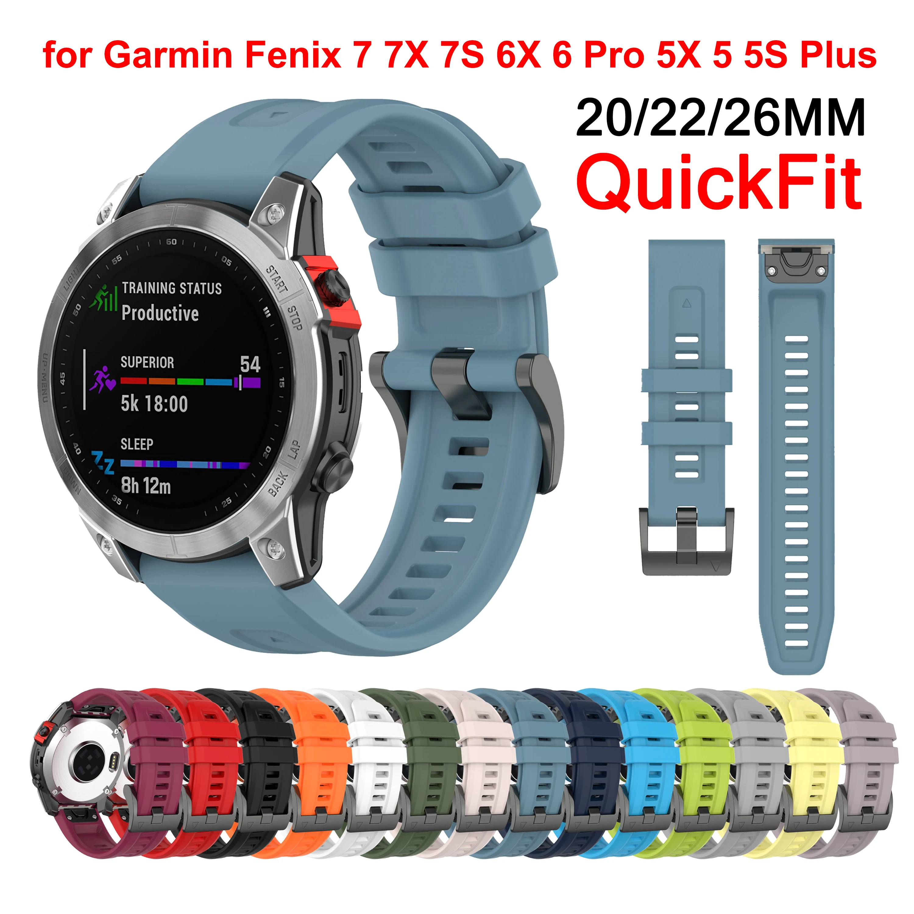 Garmin fenix 7X 7 7S 6 6X Pro 용 실리콘 팔찌, fenix 5X 5s Plus 3HR 945 935 손목 용 시계 밴드 스트랩 20 22 26mm 퀵핏