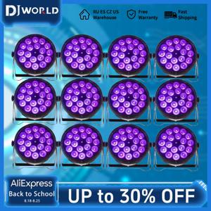 LED 파 라이트, 18x18w RGBWA UV, 6 인 1 플랫 파 라이트, DMX512 전문 무대 조명 장비, 디스코 파티 바, 12 PCs/세트