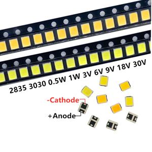 SMD LED 110 2835 3030 칩 5730 W 1W 3V 6V 9V 18V 36V 140LM 비즈 라이트 화이트 따뜻한 표면 실장 PCB 발광 다이오드 램프, 0.5 피스