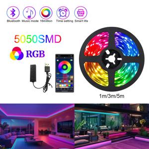 Wiscolor  5V USB Led 스트립 조명, 블루투스 앱 제어 RGB5050 LED 조명, TV 백라이트 룸 크리스마스 장식을위한 1-5M Led 테이프