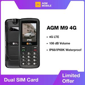 AGM M9 4G 피처폰, 러시아어 또는 영어 키보드, 듀얼 SIM, 대용량 단추 배터리, 노인 방수 핸드폰, 2.4 인치 화면