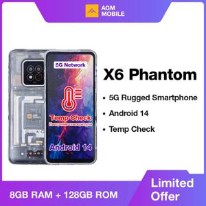 AGM X6 팬텀 5G 러기드 스마트폰, 6.78 인치 FHD, 5000mAh, 8GB, 128GB, 온도 확인, 안드로이드 14, 50MP, NFC 듀얼 SIM, 월드 프리미어