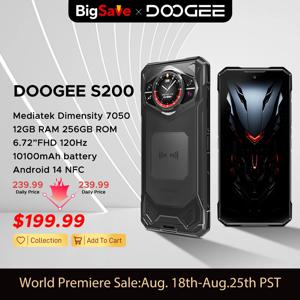 DOOGEE S200 5G 러기드 폰, 글로벌 버전, 12GB + 256GB 6.72 인치 디스플레이, 100MP AI 메인 카메라, 10100mAh 휴대폰, 안드로이드 14 NFC