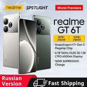 Realme GT 6T 스마트폰, 소니 50MP 메인 카메라, 6000nit 하이퍼 디스플레이, 120W SUPERVOOC 충전, 5500mAh 휴대폰, 월드 프리미어