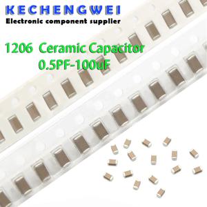 SMD 두꺼운 필름 칩 다층 세라믹 캐패시터, 1206 50V, 0.5pF-100uF, 10NF, 100NF, 1UF, 2.2UF, 4.7UF, 10UF, 1PF, 6PF, 100 개