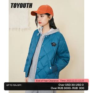 Toyouth 여성용 다운 재킷, 2022 겨울 야구 칼라 90%, 화이트 덕 다운, 따뜻한 코트, 단색 캐주얼, 가벼운 짧은 아우터