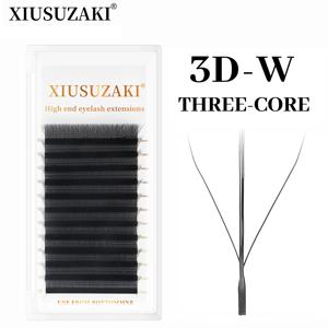 XIUSUZAKI 3D W 3 코어 트리플 팁 속눈썹, W 모양 속눈썹 확장 블래스터, 천연 프리메이드 팬, 더블 2 코어 속눈썹