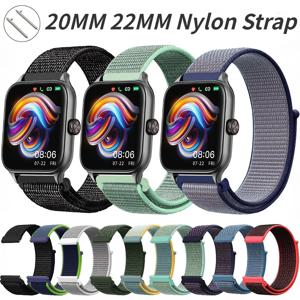 나일론 루프 스트랩, Amazfit GTR 42 47mm, GTR2, 2e, 3/3 Pro, 4, GTS, GTS2, 미니, 3/4 팔찌, Amazfit Bip-U-S, Stratos 2 2 용, 20mm, 22mm S