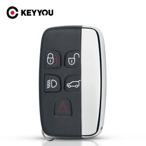 KEYYOU 레인지로버 교체용 자동차 키 쉘 스마트 커버 케이스, 랜드로버 디스커버리 4 스포츠 이보크 보그, 5 버튼, 신제품