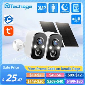 Techage Tuya 무선 슬라 배터리 IP 카메라, 야외 보안 와이파이 PIR 카메라, 양방향 오디오, 사람 감지 지지대 알렉스, 3MP