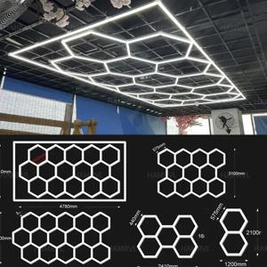 차고 조명 육각 조명 램프, 110V-240V LED 튜브 벌집 천장 조명, 자동차 차체 수리 LED 워크샵 맞춤형