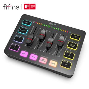 FIFINE 게이밍 오디오 믹서, 게임 음성, 팟캐스트용 XLR 마이크 인터페이스가 있는 스트리밍 4채널 RGB 믹서, AmpliGame SC3