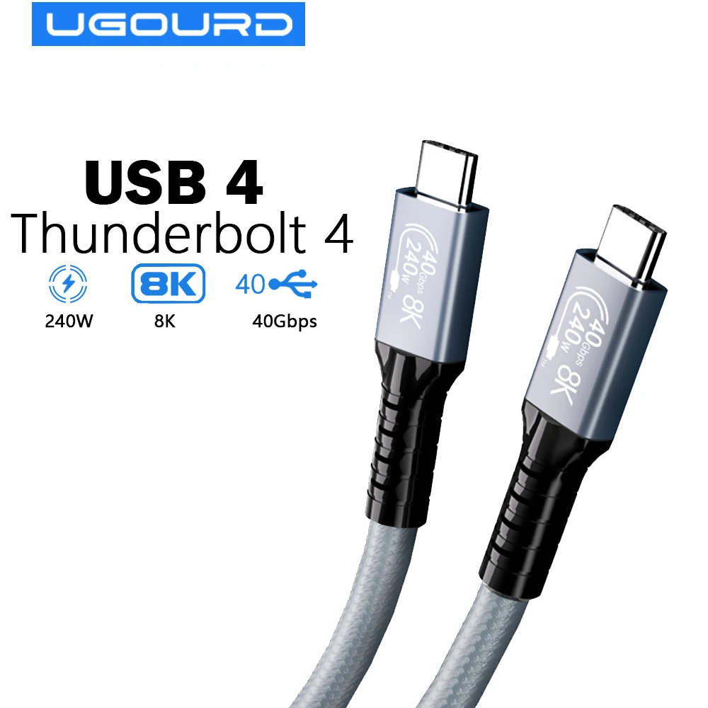 UGOURD USB C타입 고속 충전 케이블, eGPU용 데이터 전송 케이블, 썬더볼트 3, 40Gbps, 240W