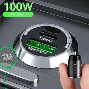 100W 미니 자동차 충전기 라이터 고속 충전 아이폰용 QC3.0 미니 PD USB C 타입 자동차 휴대폰 충전기 샤오미용 삼성 샤오미