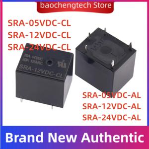 SRA-05VDC-AL SRA-12VDC-CL SRA-24VDC-CL 5V 12V 24V 20A DC 전원 릴레이, PCB 타입 재고 블랙 자동차 릴레이, 4 핀 5 핀, 10 20 개