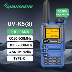 Quansheng UV K5 (8) 워키토키, 휴대용 Am Fm 양방향 라디오 커뮤테이터 스테이션, 아마추어 햄 무선 세트, 장거리 리시버