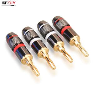 HIFIDIY 라이브 4 개/대 4mm 순수 구리 골드 도금 바나나 플러그 커넥터 오디오 비디오 스피커 어댑터 터미널 커넥터