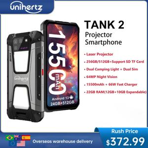 Unihertz 8849 탱크 2 프로젝터, 256 GB, 512GB, 108mp, 32mp, 64MP, 야간 투시경, 더블 캠핑 조명, 15500mAh, G99, 지지대, TF, SD, NFC