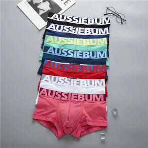 Aussiegum 남성용 순면 속옷, 낮은 웨이스트 글자, 패셔너블하고 편안한 땀 흡수 복서 반바지