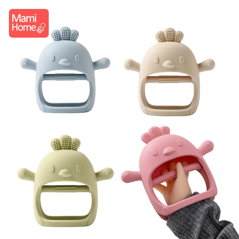 아기 Teether 병아리 장갑 Teether 실리콘, 먹기 쉬운 손 어금니 스틱 마사지 잇몸 아기 안티 물기 Teether 아기 액세서리