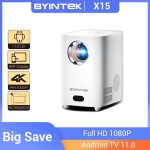 BYINTEK 휴대용 4K 미니 프로젝터, 스마트 안드로이드 11.0, 와이파이, 풀 HD, 1080P, LED 스마트폰, 홈, 영화관, 비디오 프로젝터, X15