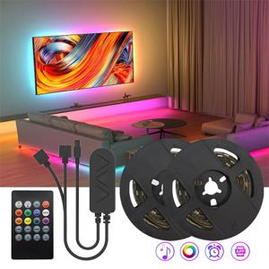 Wiscolor EU 플러그 LED 스트립 조명  RGB 5050 뮤직 싱크 컬러 체인징 앱 제어 DC 12V LED 조명  유연한 램프 테이프  TV 백라이트 실내 장식용  다이오드