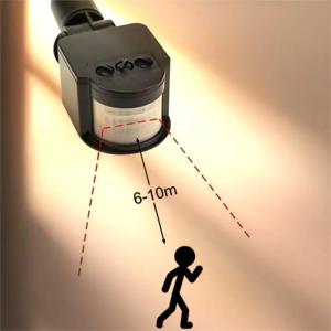 LED 모션 센서 220V 자동 적외선 PIR 적외선 감지기, 180 도 회전 야외 타이머 스위치, 모션 센서 200W