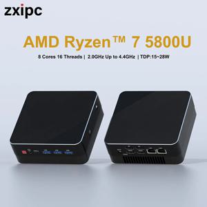 ZXIPC AMD Ryzen 7 5800U 5825U 미니 PC, DDR4 데스크탑 게이밍 컴퓨터, NVMe SSD, 2.5G LAN 미니 PC, 와이파이 6, BT5.2, 4K 3 디스플레이