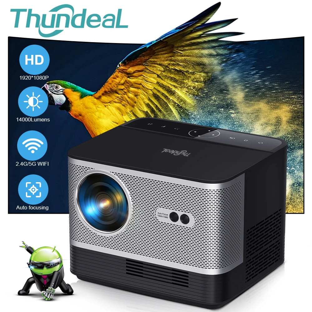 ThundeaL FHD 휴대용 프로젝터, 풀 HD 1080P, 4K WiFi, 안드로이드 미니 프로젝터, IOS 휴대폰, TDA5W 비머 비디오 프로젝터 3D 스마트 프로젝터 빔프로젝터 빔프로젝트 빔프로젝터 4k 안드로이드 한국어 빔프로젝터 4k 한글지원