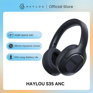 [₩40000-₩4000 Code:9CD444] HAYLOU S35 ANC 무선 블루투스 5.2 헤드폰 42dB 오버이어 노이즈 캔슬링 헤드셋 40mm 드라이버 60H 재생 시간 이어폰