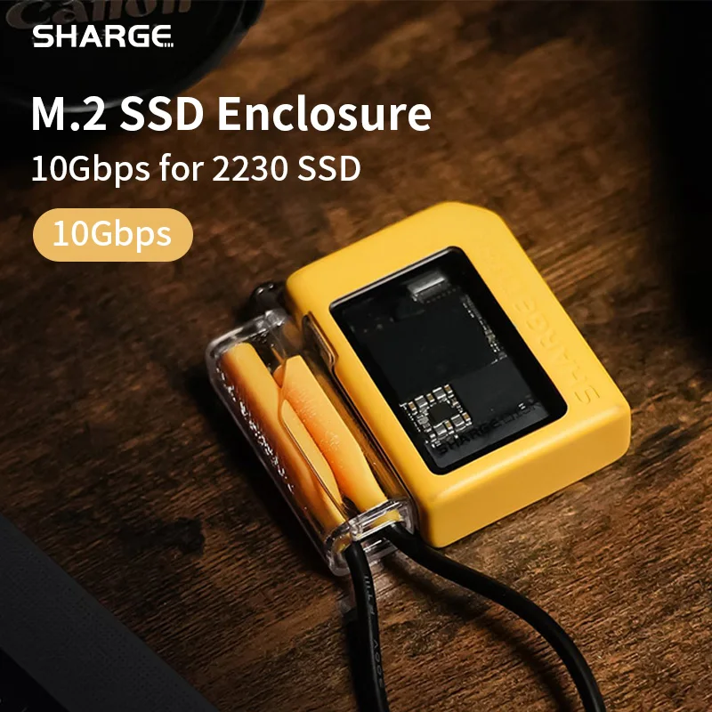 SHARGE M2 SSD 인클로저, NVMe 10Gbps PCIe 케이스, USB 3.2 Gen2 도구 무료 외장 어댑터, 2230SSD 2TB 용 활성 냉각 시스템