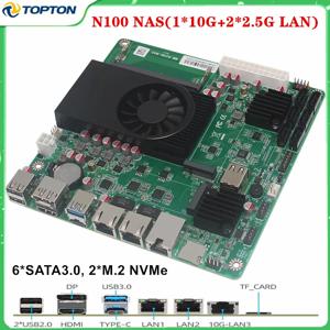 소프트 라우터 방화벽 ITX 메인보드, 1*10G 2 * i226-V 2.5G 3LAN 인텔 N100 6 베이 NAS 마더보드, 6 * SATA3.0 2 * M.2 NVMe 1 * DDR5 4800MHz