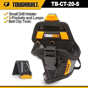 ToughBuilt TB-CT-20-S 소형 드릴 홀스터, 공구 벨트 드릴 파우치, 드릴 비트용 임팩트 드라이버 홀스터, 5 개의 포켓 및 루프