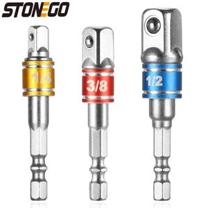 STONEGO-육각 생크 드릴 소켓 어댑터 세트, 1 개/3 개, 임팩트 드라이버용, 스퀘어 소켓 드릴 비트 바 연장, 1/4 