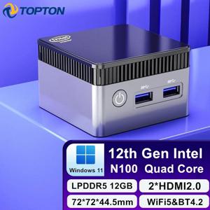 포켓 미니 PC 게임용 컴퓨터, 알더 레이크 N100 쿼드 코어, 12GB DDR5, 4800MHz, 최대 2T SSD, 윈도우 11, 2x4K HTPC, WiFi, BT4.2, 12 세대