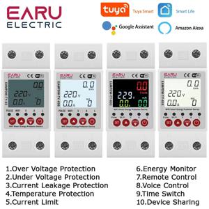 투야 와이파이 스마트 에너지 계량기 전력 kWh 계량기, 과전압 보호대 릴레이 장치 스위치 차단기, 2P 63A, 230V