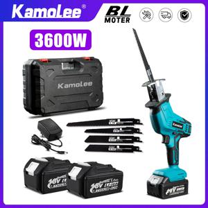 Kamolee 무선 브러시리스 왕복 톱, 휴대용 충전식 전기 톱, 금속 및 목재 절단 도구, 3600W, 18V, 5.0Ah