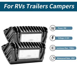 MICTUNING-RV 외부 LED 베란다 유틸리티 라이트, 12V 750 루멘 차양 조명, RVs 트레일러 캠핑용 교체 조명, 2 개