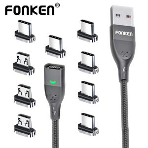 FONKEN-마그네틱 케이블 3A, USB, 마그네틱, 휴대폰 충전기, 데이터 코드, USB c타입 케이블, 마그넷 고속 충전 케이블, 마이크로 USB 충전 와이어