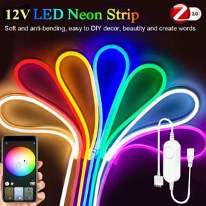 12V 네온 RGB LED 스트립 지그비 3.0 스마트 컨트롤 밝기 조절 백라이트 Solf 테이프 램프 룸 캐비닛 조명, Tuya Zigbee Alexa 호환