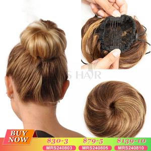 부인 헤어 Chignon 지저분한 롤빵 Doller 헤어 롤빵 도넛 Tousled 유연한 헤어 번들 여성과 종류의 자연 인간의 머리카락 Eladtic Bun