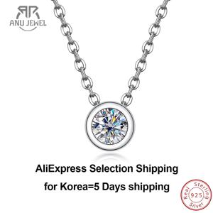 Naugem-4mm 0.3ct D 컬러 모이사나이트 라운드 브릴리언트 커팅, 18K 골드 도금, 45cm 925 스털링 실버 목걸이, 도매