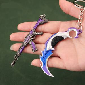 발로란트 챔피언 Karambit 금속 무기 모델 장난감 칼, 미니 AK M4 합금 키체인, 게임 주변 사무라이 검, 소년용 선물