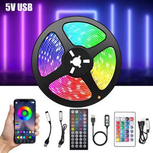 USB LED 스트립 라이트 블루투스 RGB 조명, 유연한 TV 백라이트 램프, 5050 5V, 15LED, 계량기 LED 테이프, 다이오드 폰 앱, 1-30m