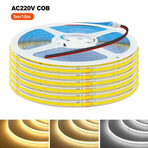 COB LED 스트립 조명, 플렉스 테이프 램프, IC 칩 포함, 고휘도 240 LED 선형 조명, RA90 따뜻한 내추럴 화이트, 220V, 5m, 10m, 20m, 50m