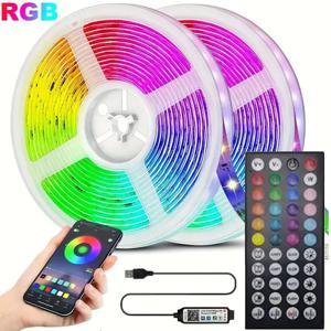 방 장식용 LED 스트립 조명, 블루투스 앱, Ir 리모컨, 와이파이, 1-30M, USB, RGB 5050, 유연한 다이오드 테이프, LED 램프 리본