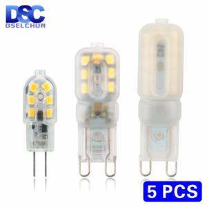 5 개/몫 LED 전구 3W 5W G4 G9 전구 AC 220V DC 12V LED 램프 SMD2835 스포트 라이트 샹들리에 조명 교체 할로겐 램프