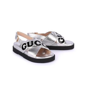 GUCCI 로고 스트랩 샌들 실버 738691 AABYB 8149