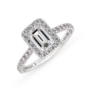 14K 헤일로 에메랄드컷 랩 다이아몬드 1캐럿 반지(총 약 1.4CT)