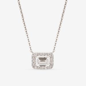 14K 헤일로 에메랄드컷 랩 다이아몬드 1캐럿 목걸이(총 약 1.1CT)